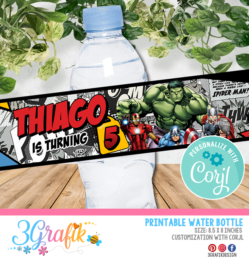 Avengers Water Bottle Labels Template