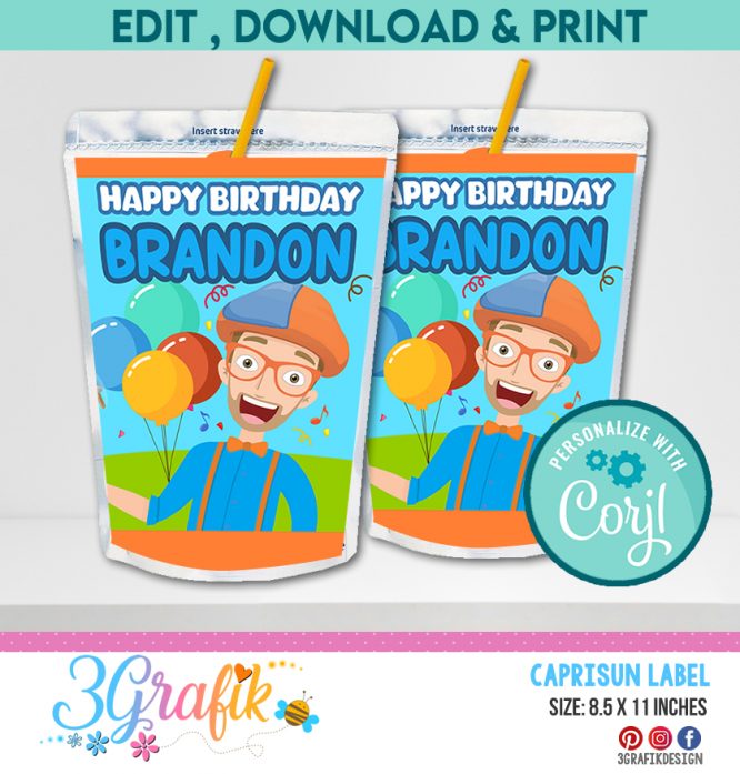 Blippi Capri sun Juice label Digital