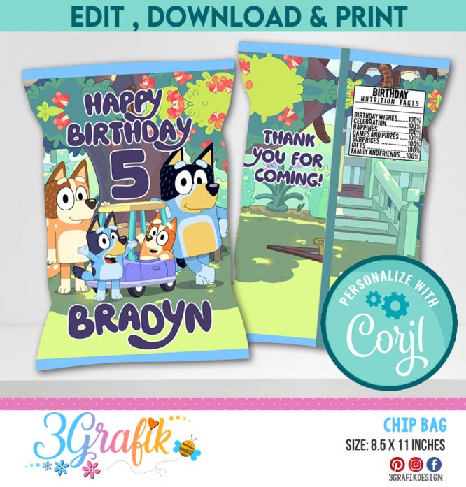 Bluey Chip Bag Printable