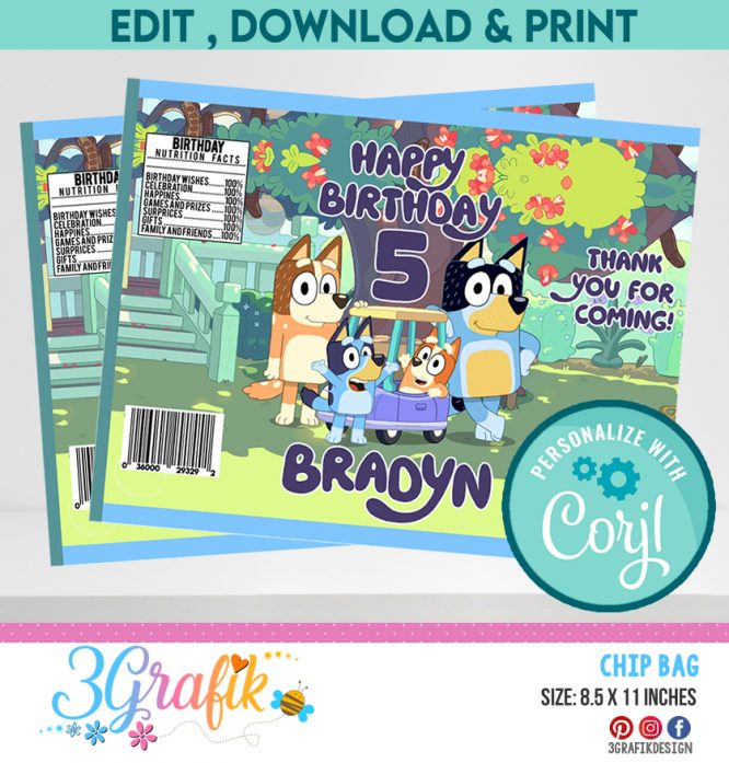 Bluey Chip Bag Printable