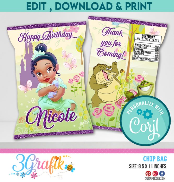 The Princess and the Frog Chip Bags Template