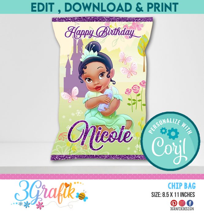 The Princess and the Frog Chip Bags Template