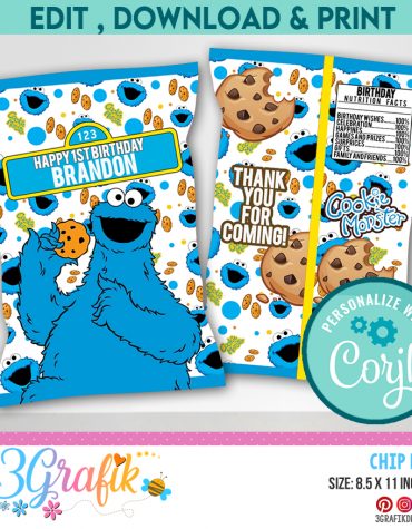 Cookie Monster Chip Bags Digital