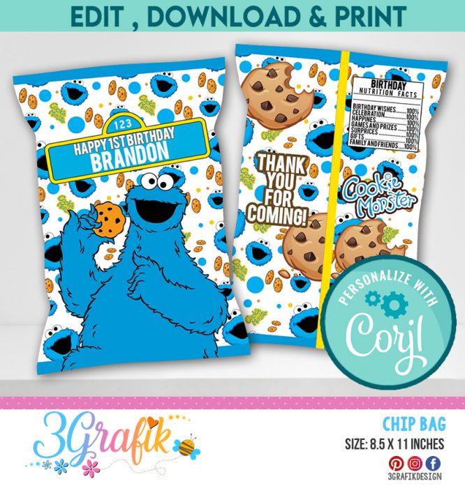 Cookie Monster Chip Bags Digital