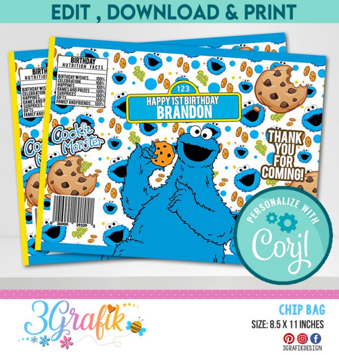 Cookie Monster Chip Bags Digital