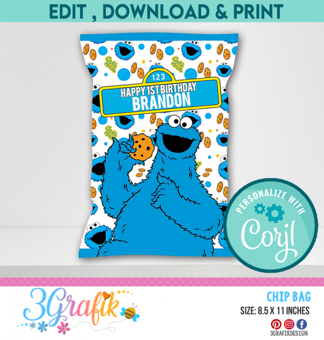 Cookie Monster Chip Bags Digital