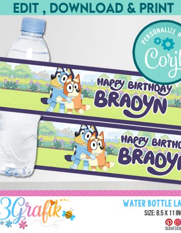 Bluey Water Bottle Label