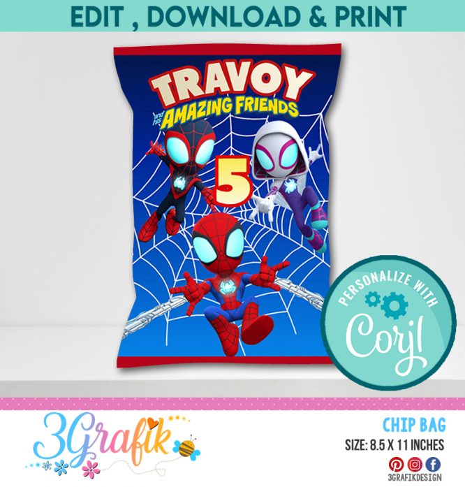 Spidey and His Amazing Friends Chip Bag template