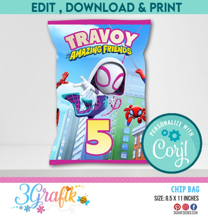 Spidey and His Amazing Friends Chip Bag editable