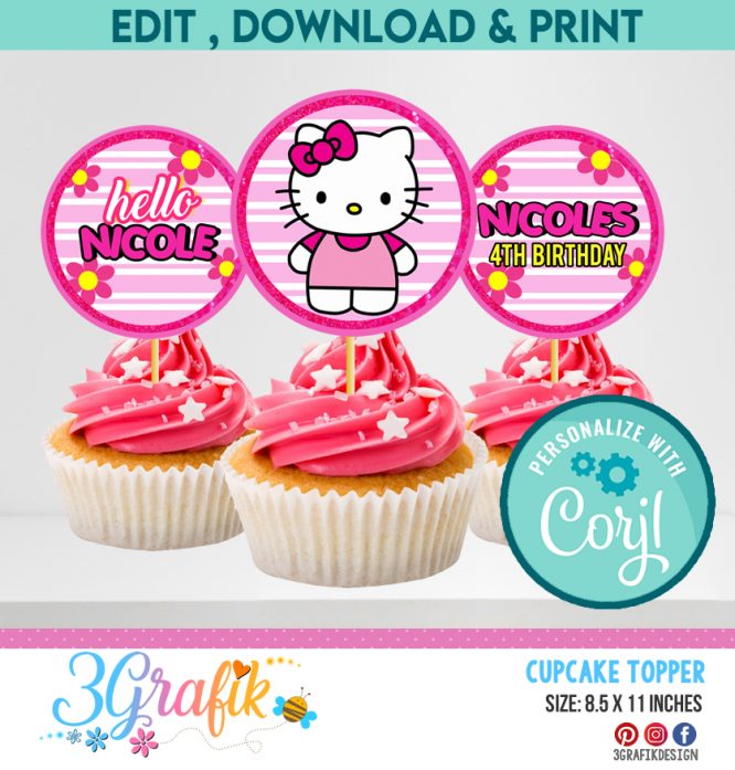 Hello Kitty Cupcake Topper