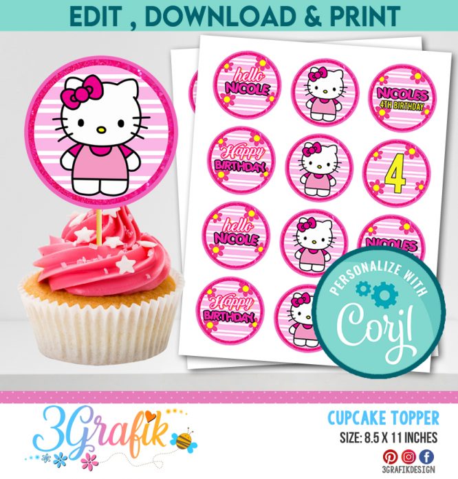 Hello Kitty Cupcake Topper