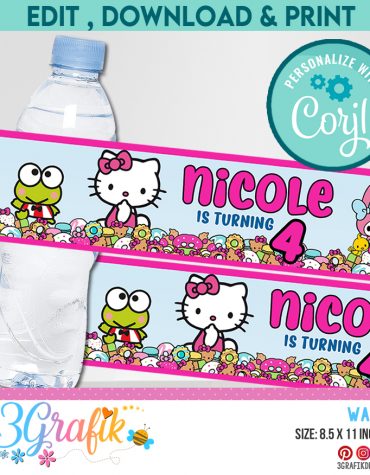 Hello Kitty water bottle labels