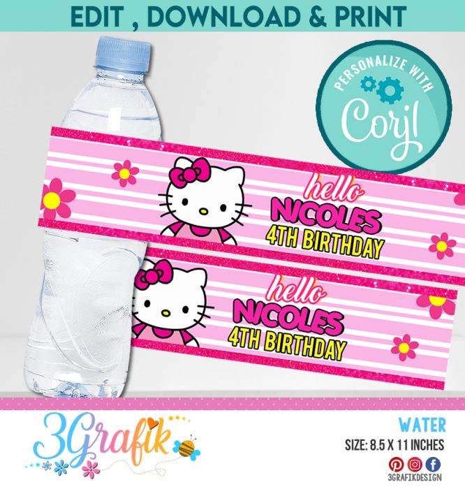 Hello Kitty water labels