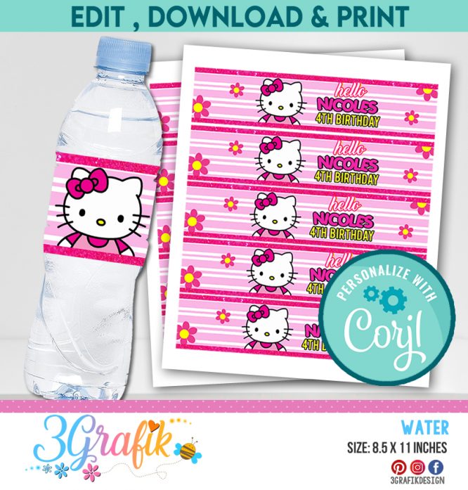 Hello Kitty water labels