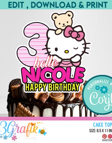 Hello Kitty Cake Topper Digital