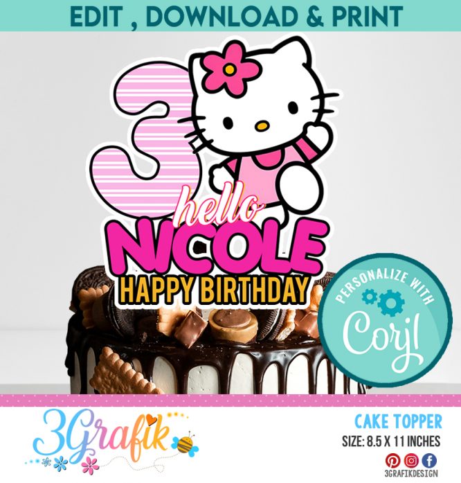 Hello Kitty Cake Topper Template