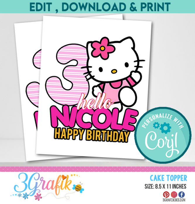 Hello Kitty Cake Topper Template