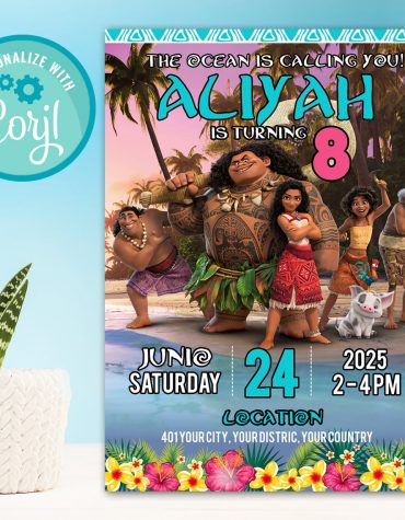 Moana Birthday Invitation digital