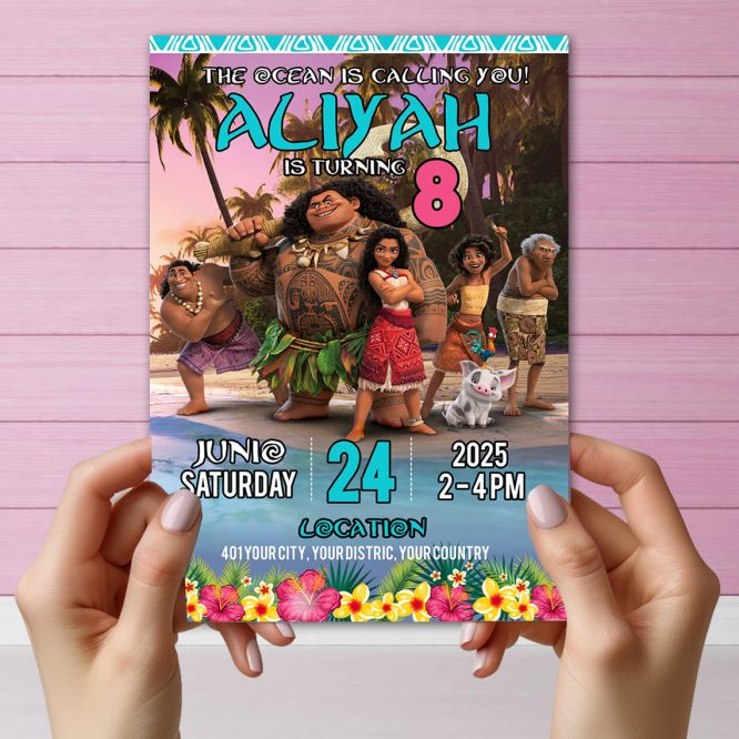 Moana Birthday Invitation digital