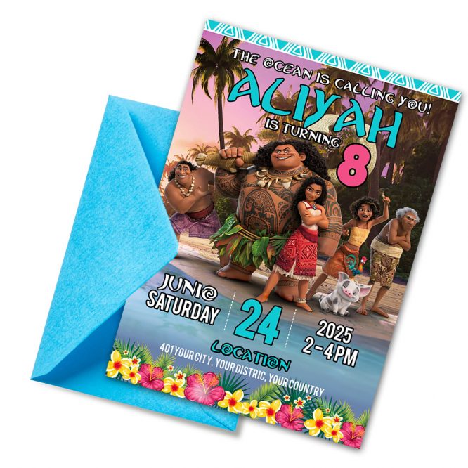 Moana Birthday Invitation digital