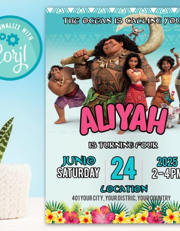 Moana Birthday Invitation