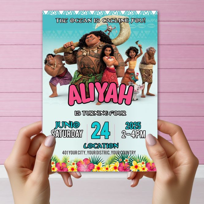 Moana Birthday Invitation