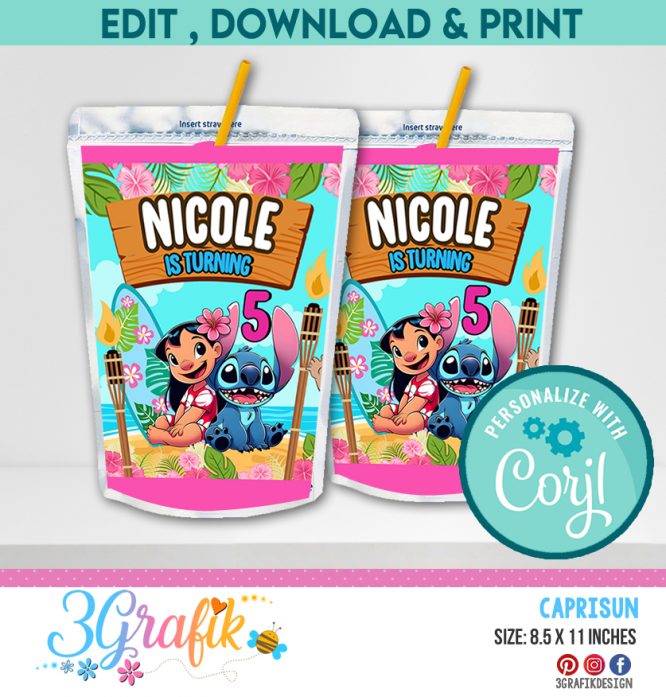 Lilo & Stitch Birthday bundle, Lilo & Stitch chip bags, Lilo & Stitch water label, Lilo & Stitch Caprisun - Image 7