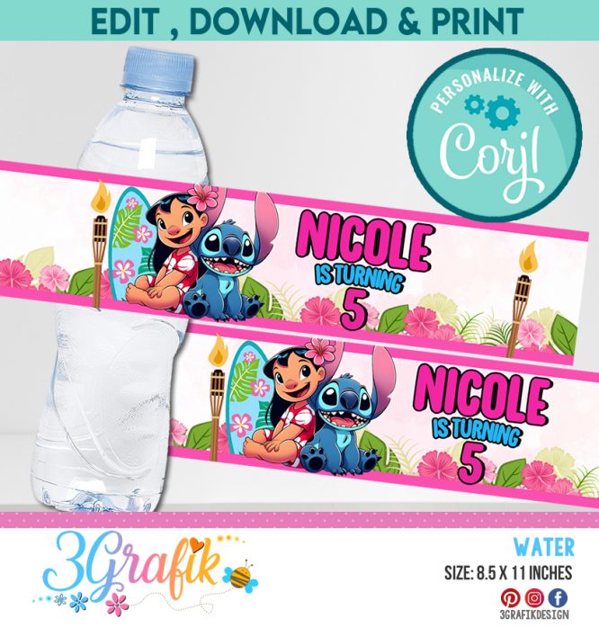 Lilo & Stitch Water bottle label