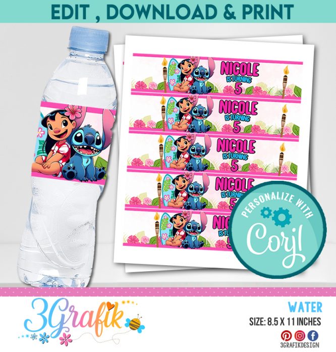 Lilo & Stitch Water bottle label