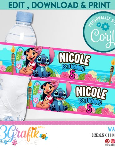 Lilo & Stitch Water bottle labels