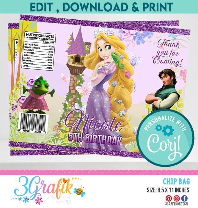 Princess Rapunzel Chip Bags