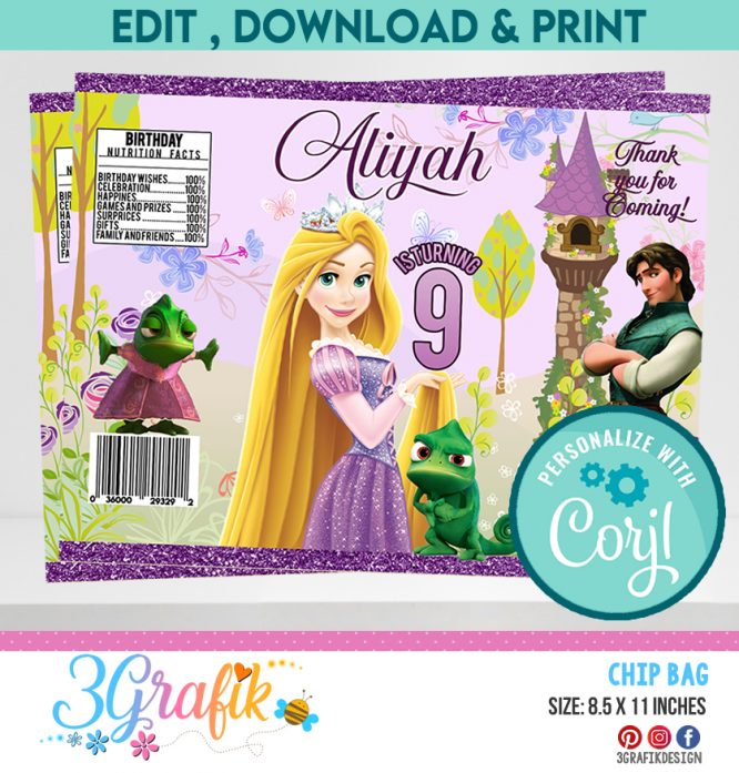 Princess Rapunzel Chip Bag Digital