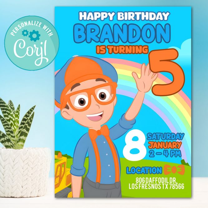 Blippi Invitation Digital